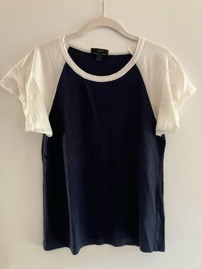 J. Crew Navy Body with White Raglan Short Sleeve Tee